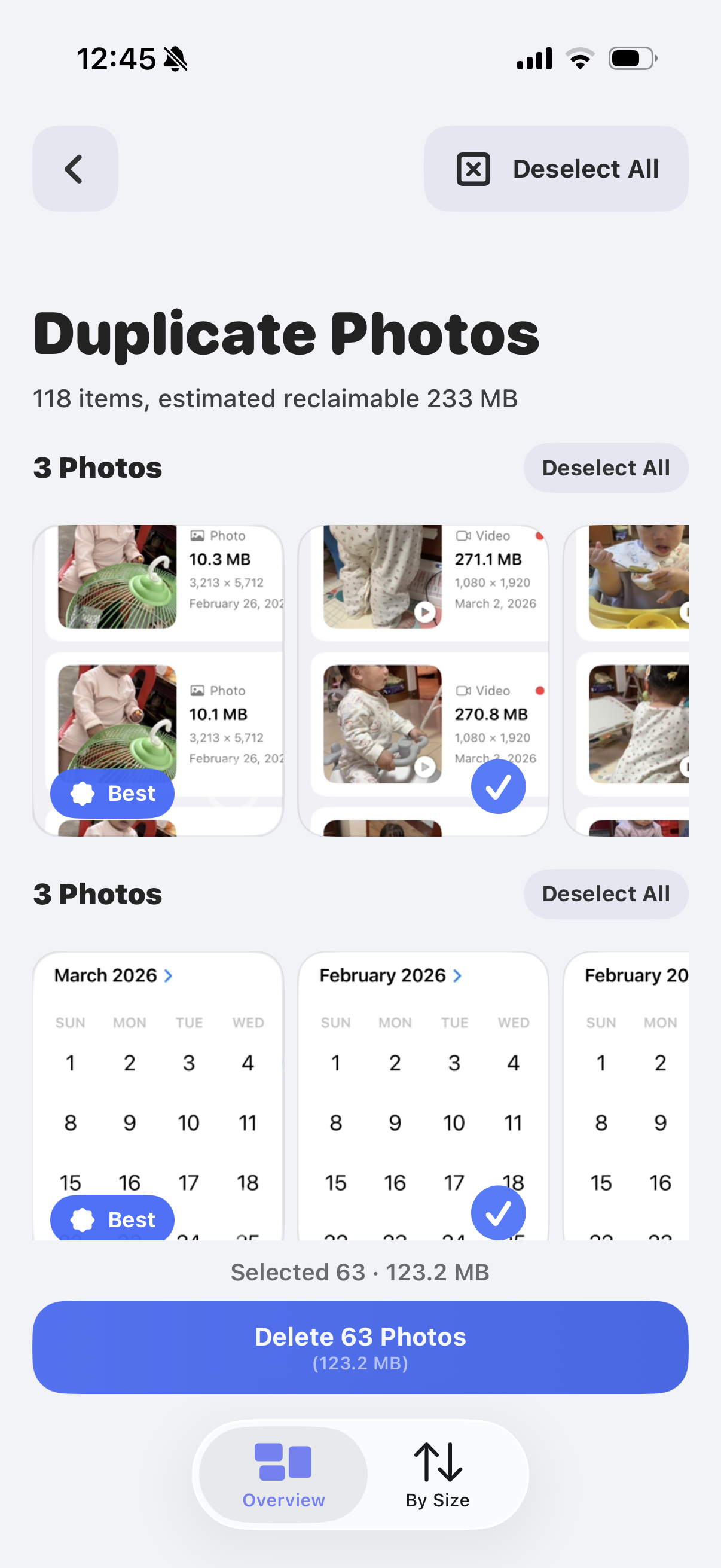 SwipeWipe duplicate photo cleanup screen