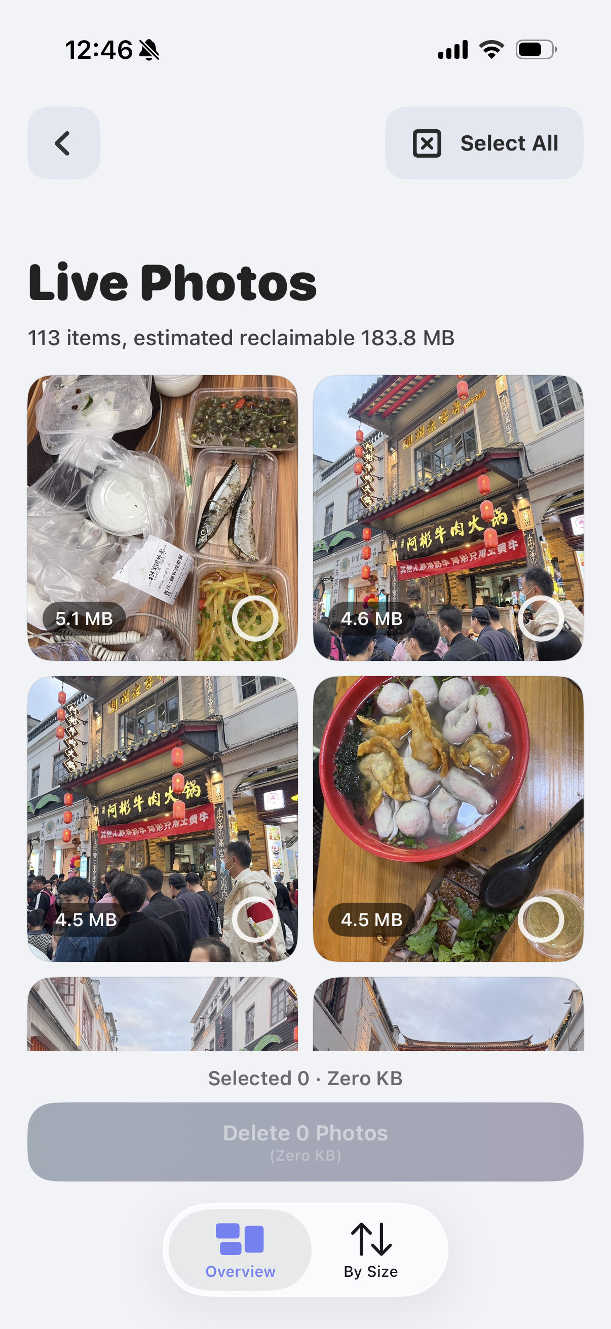 SwipeWipe Live Photos cleanup interface