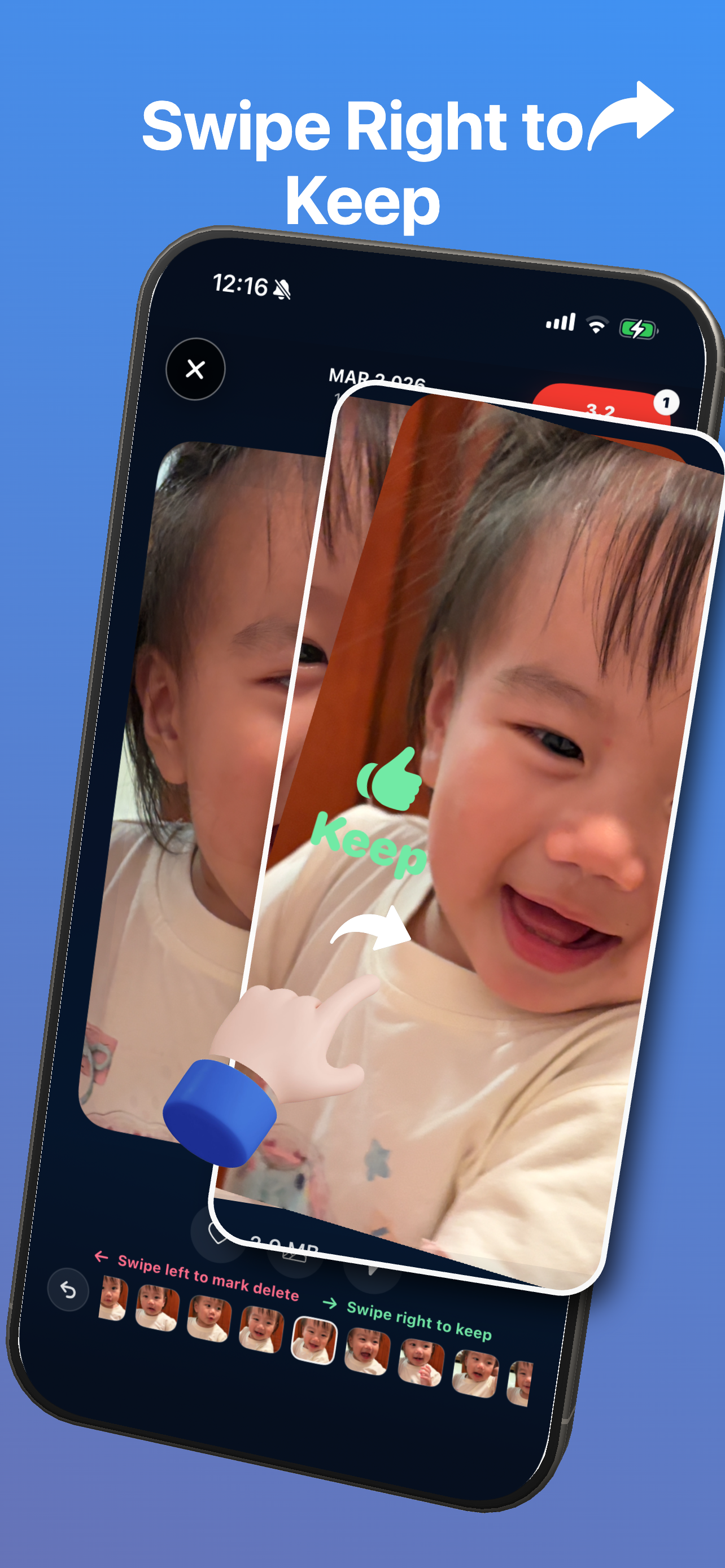 SwipeWipe screenshot showing similar photo review on iPhone