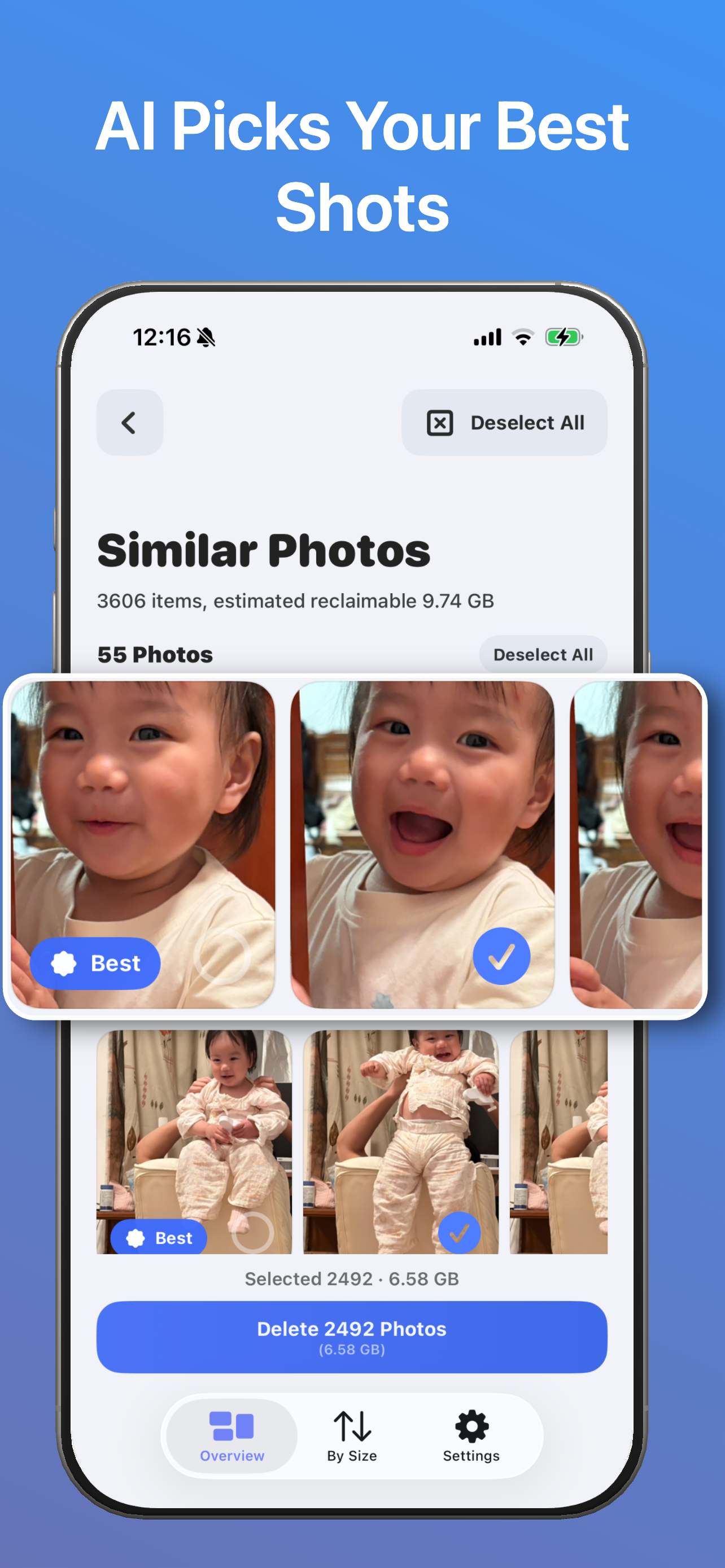 SwipeWipe screenshot showing screenshot cleanup on iPhone